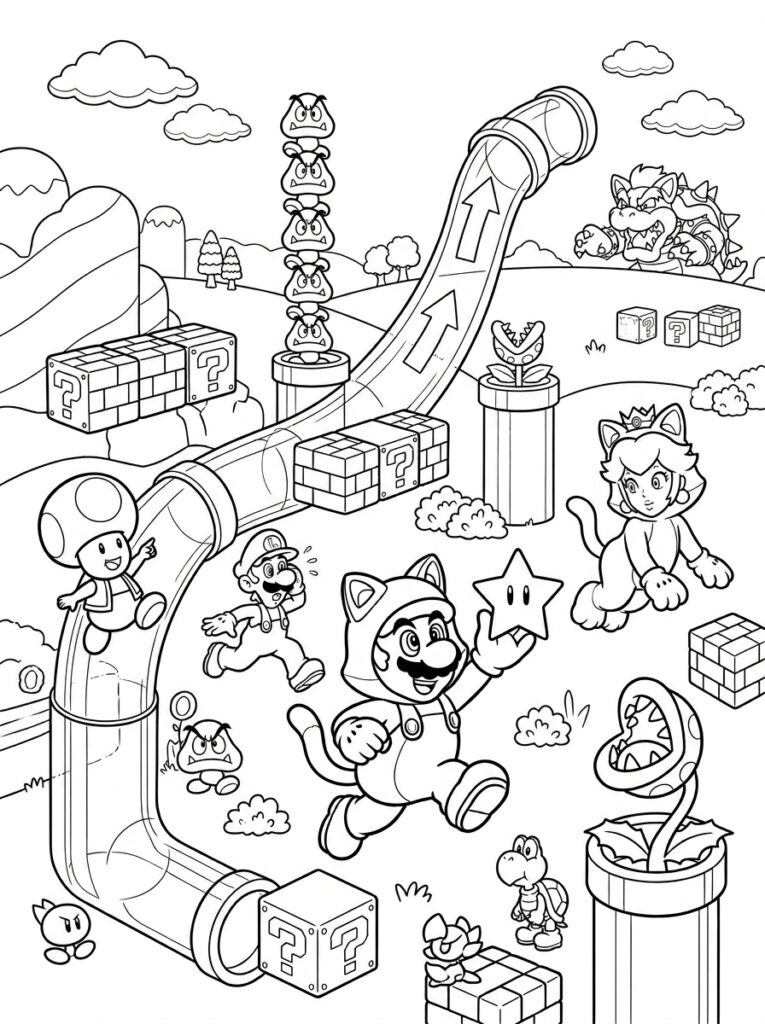 Mario 3D World Kleurplaten (Gratis PDF Printables) 09 - gratis kleurplaat om te printen