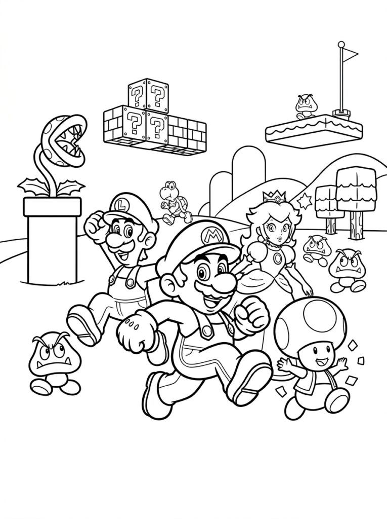 Mario 3D World Kleurplaten (Gratis PDF Printables) 10 - gratis kleurplaat om te printen