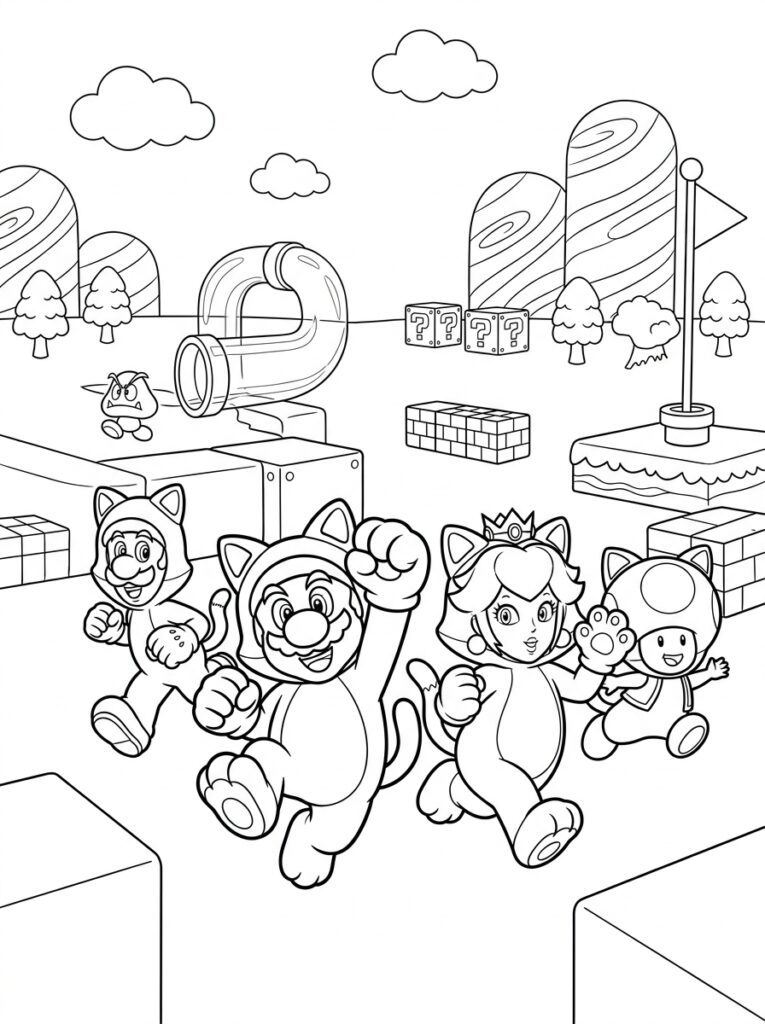 Mario 3D World Kleurplaten (Gratis PDF Printables) 11 - gratis kleurplaat om te printen