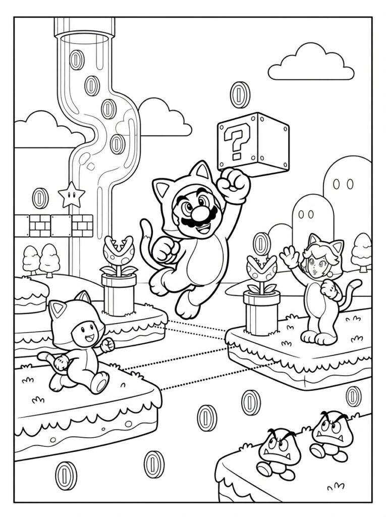 Mario 3D World Kleurplaten (Gratis PDF Printables) 13 - gratis kleurplaat om te printen