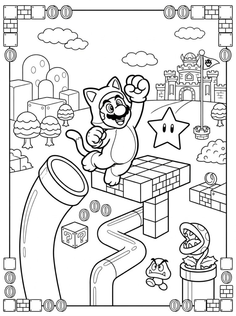 Mario 3D World Kleurplaten (Gratis PDF Printables) 14 - gratis kleurplaat om te printen