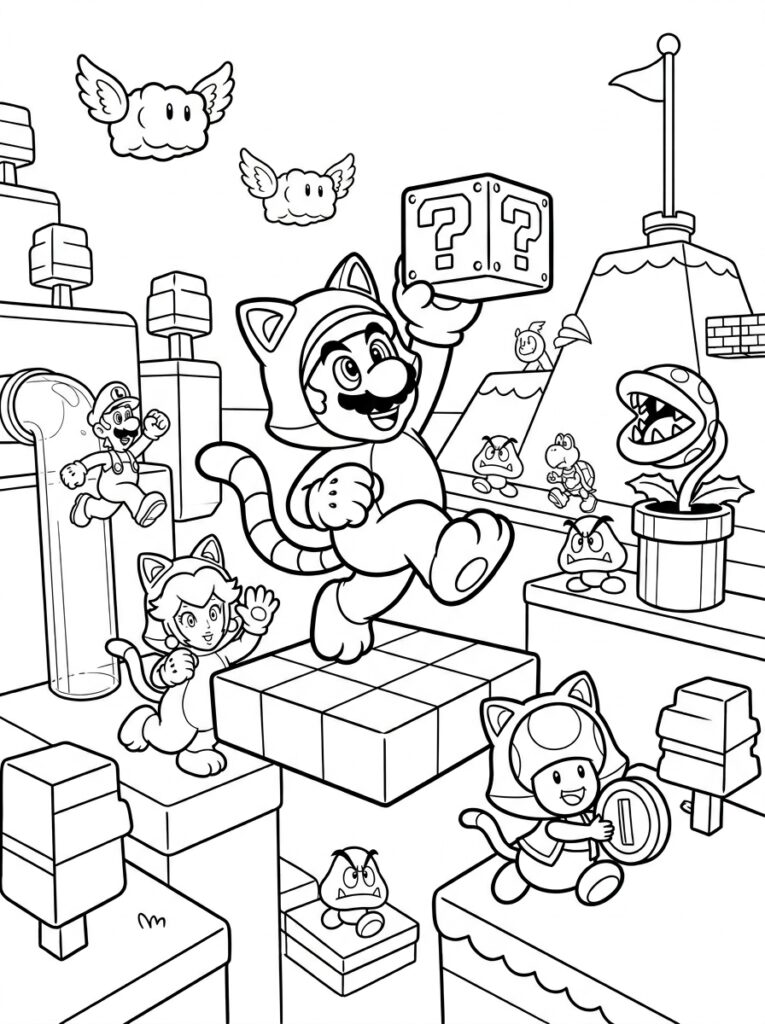 Mario 3D World Kleurplaten (Gratis PDF Printables) 15 - gratis kleurplaat om te printen