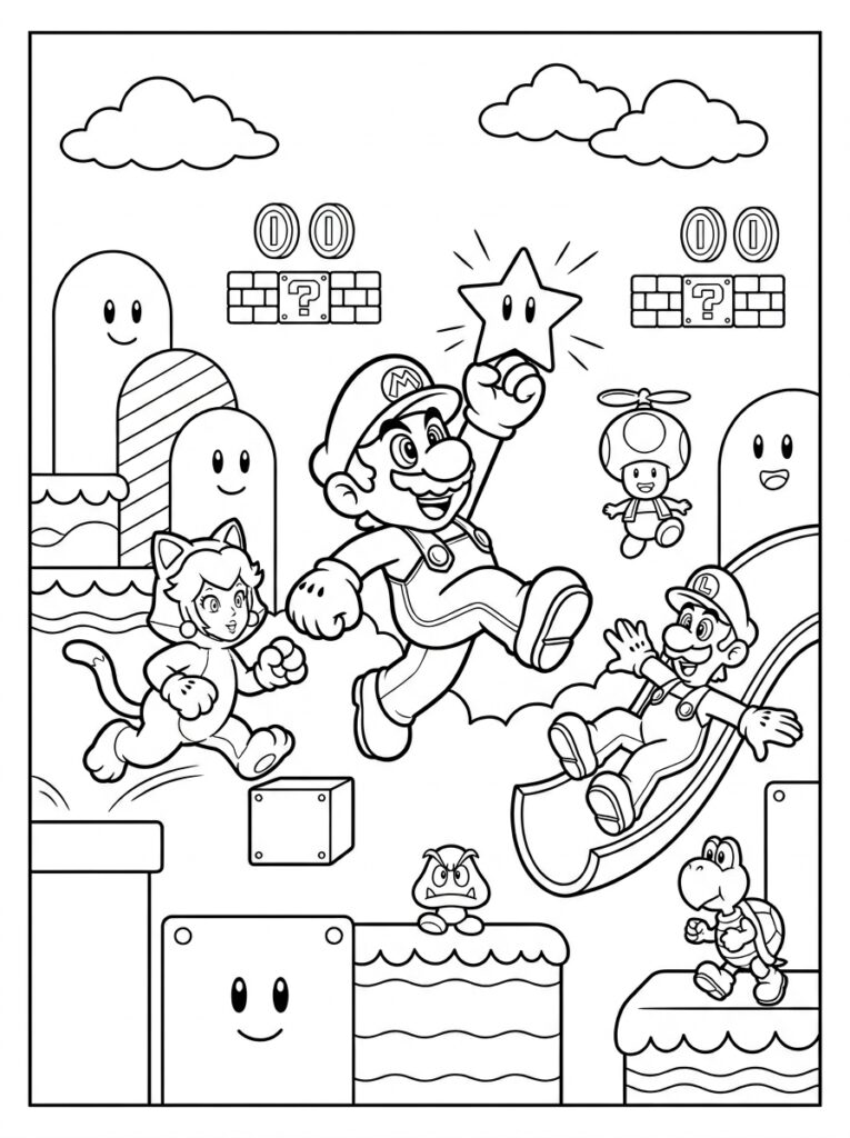 Mario 3D World Kleurplaten (Gratis PDF Printables) 16 - gratis kleurplaat om te printen