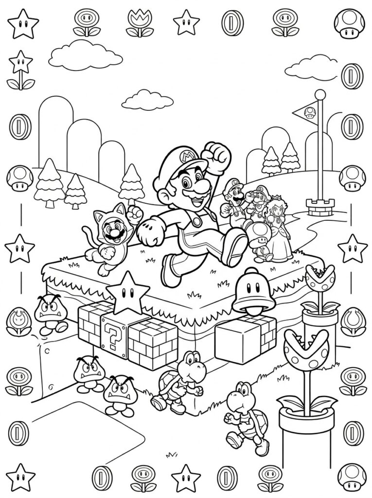 Mario 3D World Kleurplaten (Gratis PDF Printables) 17 - gratis kleurplaat om te printen