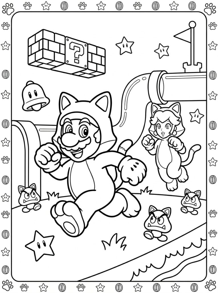 Mario 3D World Kleurplaten (Gratis PDF Printables) 18 - gratis kleurplaat om te printen