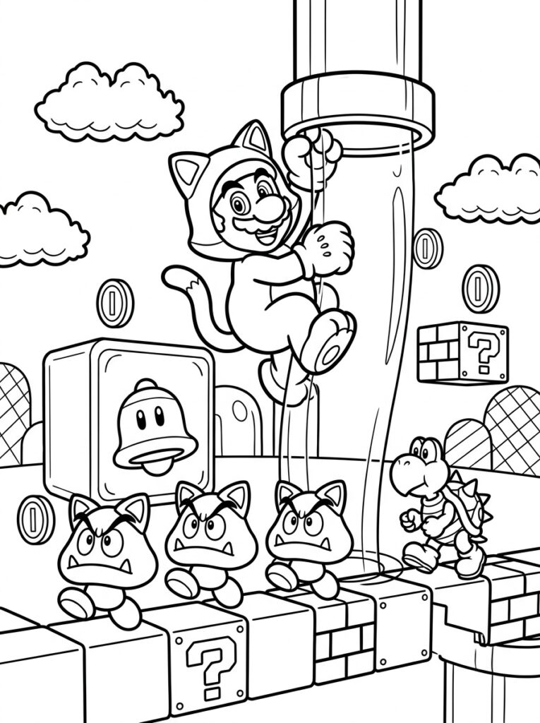 Mario 3D World Kleurplaten (Gratis PDF Printables) 19 - gratis kleurplaat om te printen