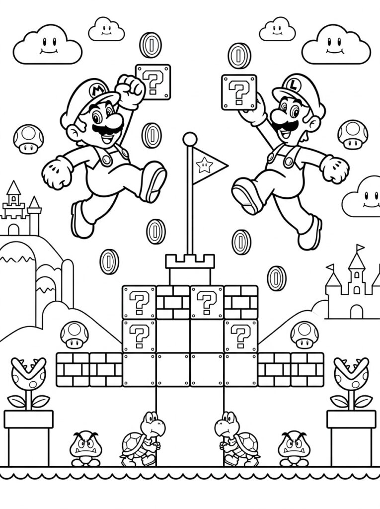 Mario en Luigi Kleurplaten (Gratis PDF Printables) 18 - gratis kleurplaat om te printen