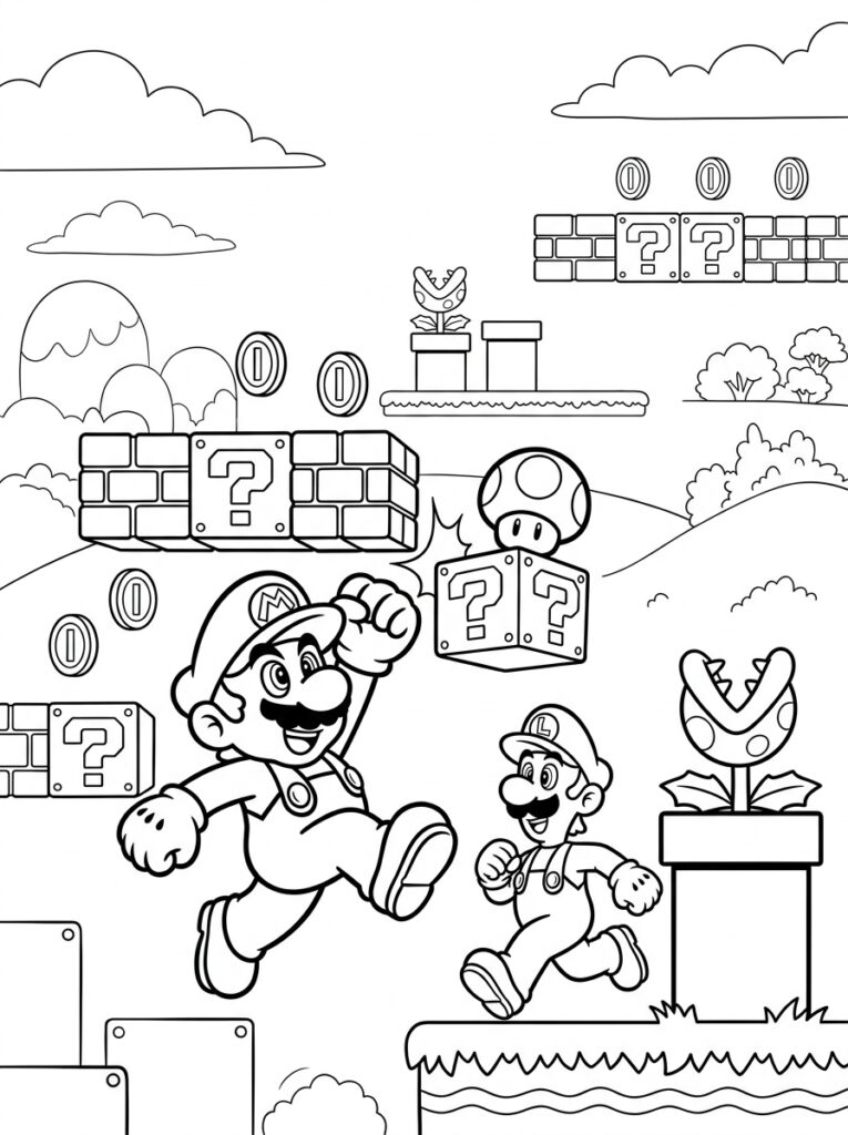 Mario en Luigi Kleurplaten (Gratis PDF Printables) 22 - gratis kleurplaat om te printen