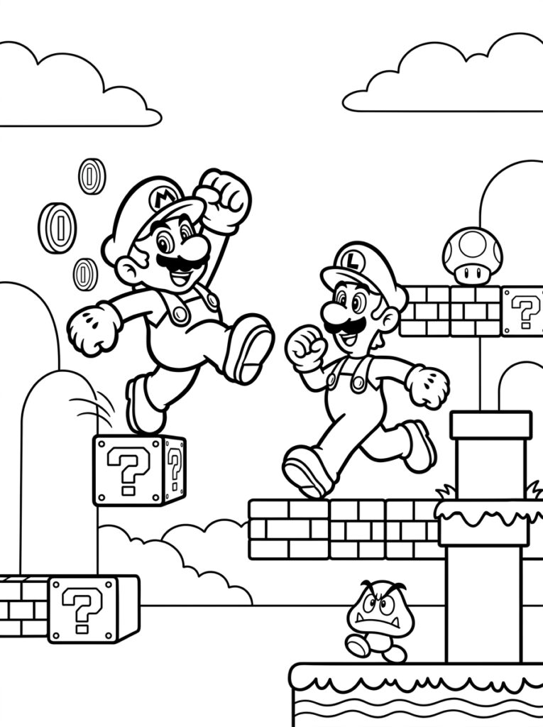 Mario en Luigi Kleurplaten (Gratis PDF Printables) 26 - gratis kleurplaat om te printen