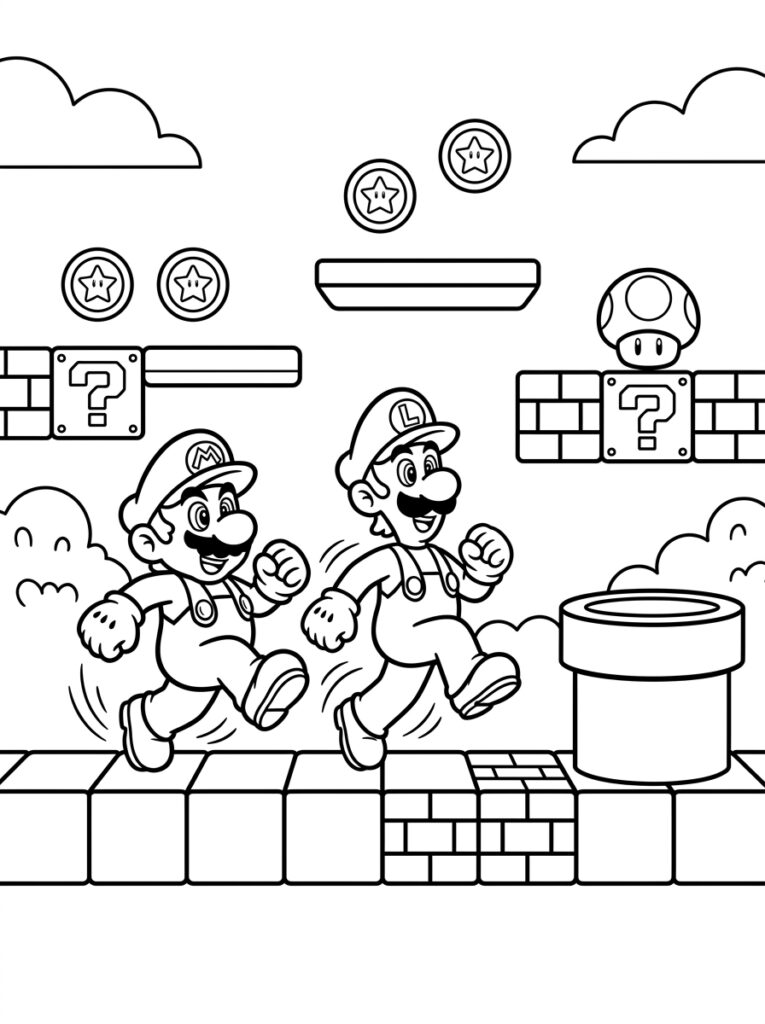 Mario en Luigi Kleurplaten (Gratis PDF Printables) 28 - gratis kleurplaat om te printen