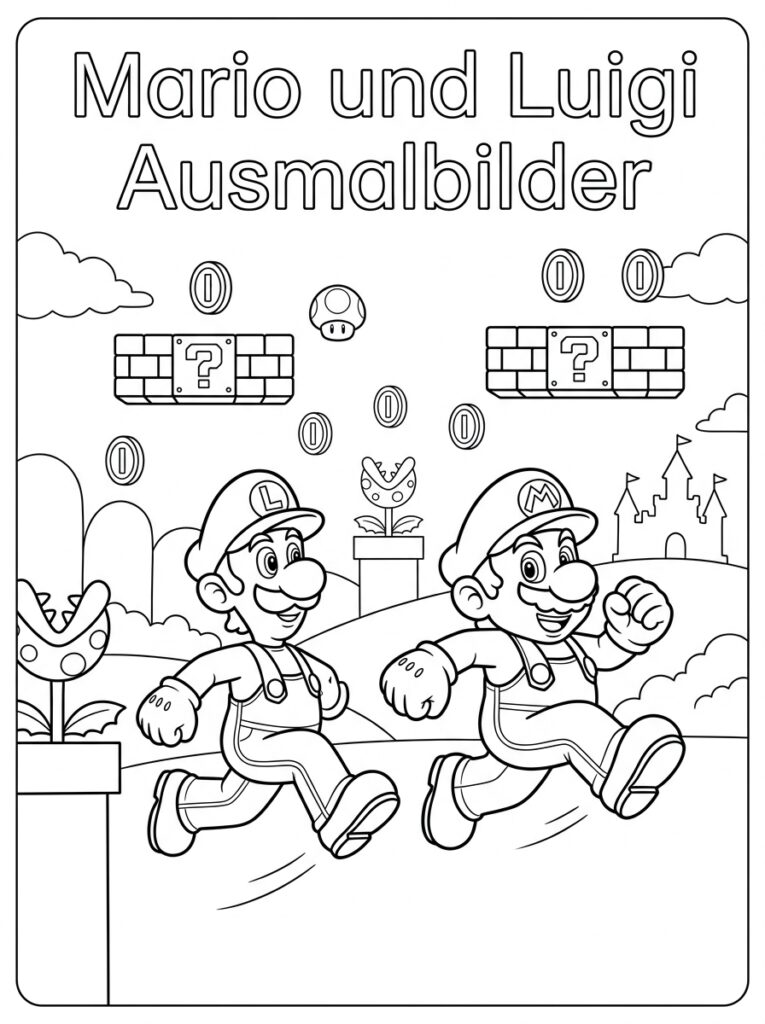 Mario en Luigi Kleurplaten (Gratis PDF Printables) 31 - gratis kleurplaat om te printen