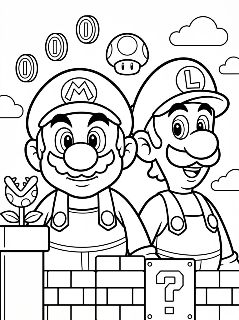 Mario en Luigi Kleurplaten (Gratis PDF Printables) 35 - gratis kleurplaat om te printen