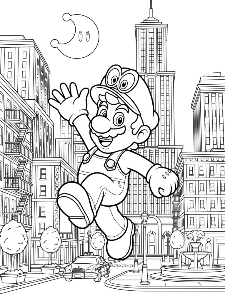 Mario Odyssey Kleurplaten (Gratis PDF Printables) 03 - gratis kleurplaat om te printen