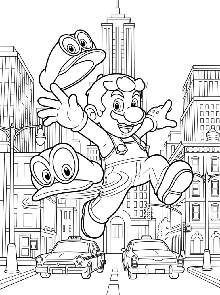 Mario Odyssey Kleurplaten (Gratis PDF Printables) 04 - gratis kleurplaat om te printen