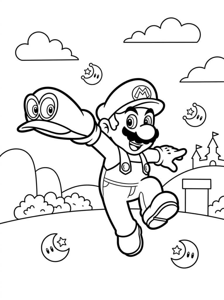 Mario Odyssey Kleurplaten (Gratis PDF Printables) 07 - gratis kleurplaat om te printen