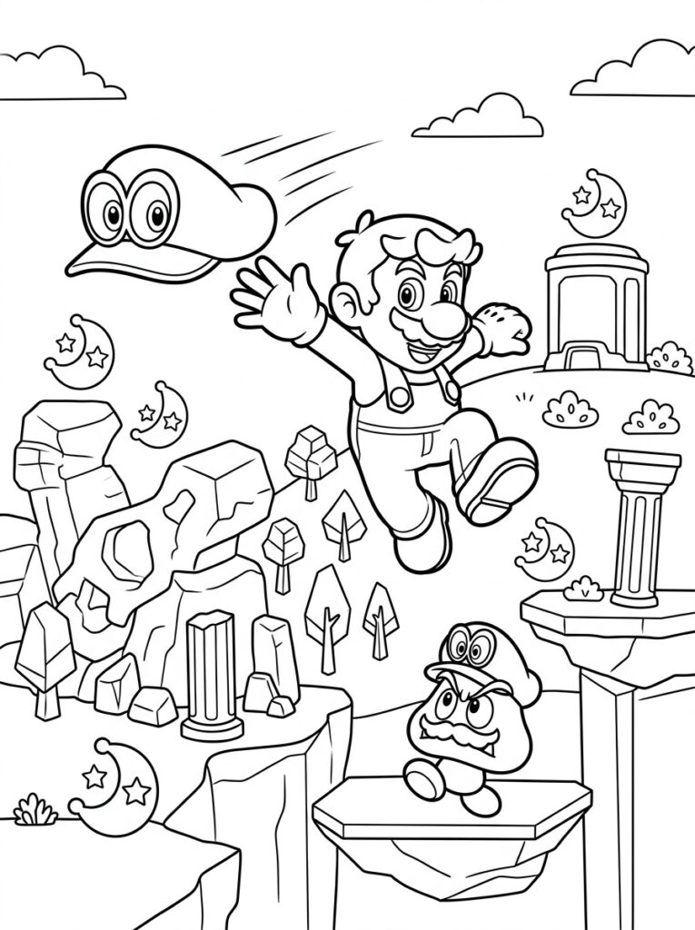 Mario Odyssey Kleurplaten (Gratis PDF Printables) 14 - gratis kleurplaat om te printen