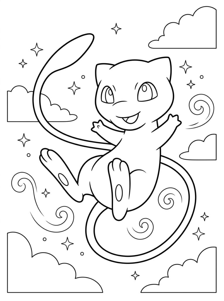 Mew Kleurplaten (Gratis PDF Printables) 01 - gratis kleurplaat om te printen