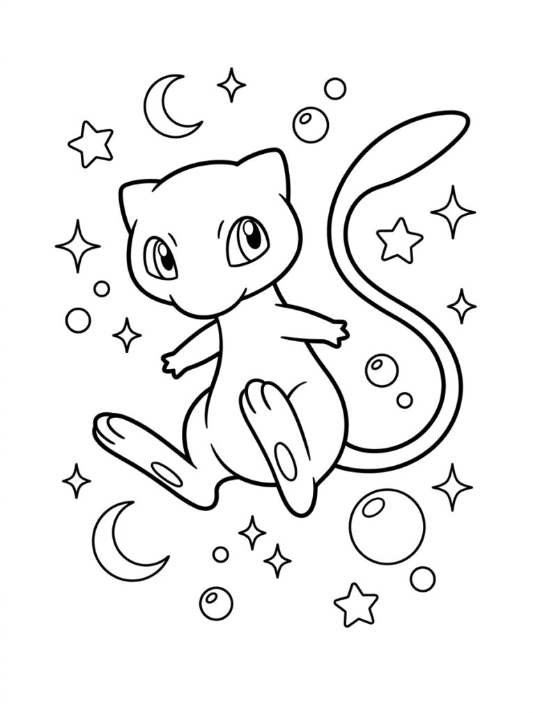 Mew Kleurplaten (Gratis PDF Printables) 02 - gratis kleurplaat om te printen