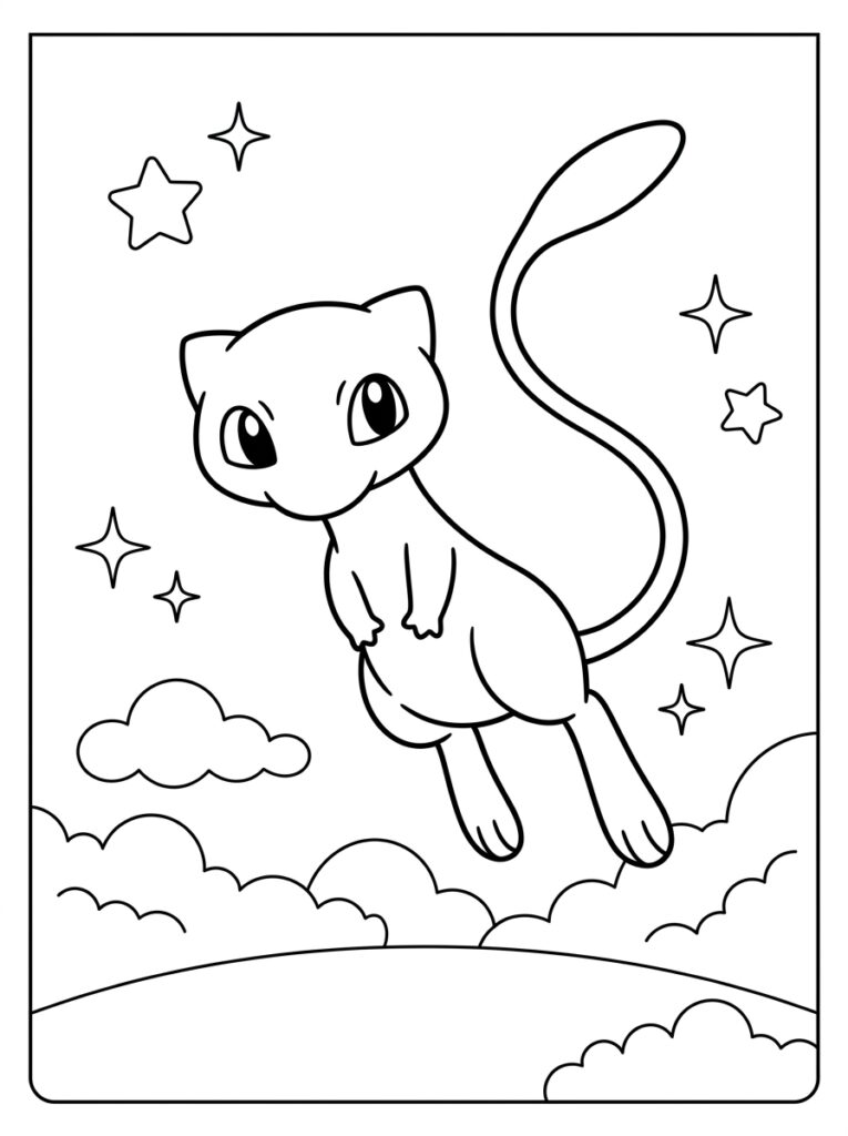 Mew Kleurplaten (Gratis PDF Printables) 03 - gratis kleurplaat om te printen