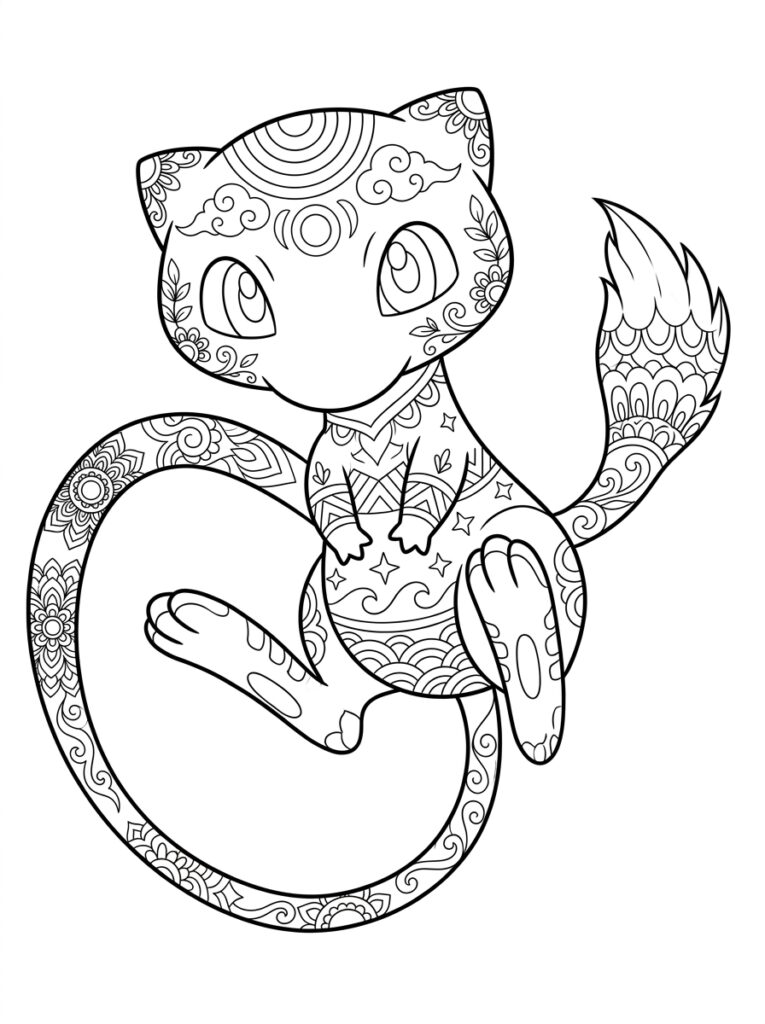 Mew Kleurplaten (Gratis PDF Printables) 05 - gratis kleurplaat om te printen