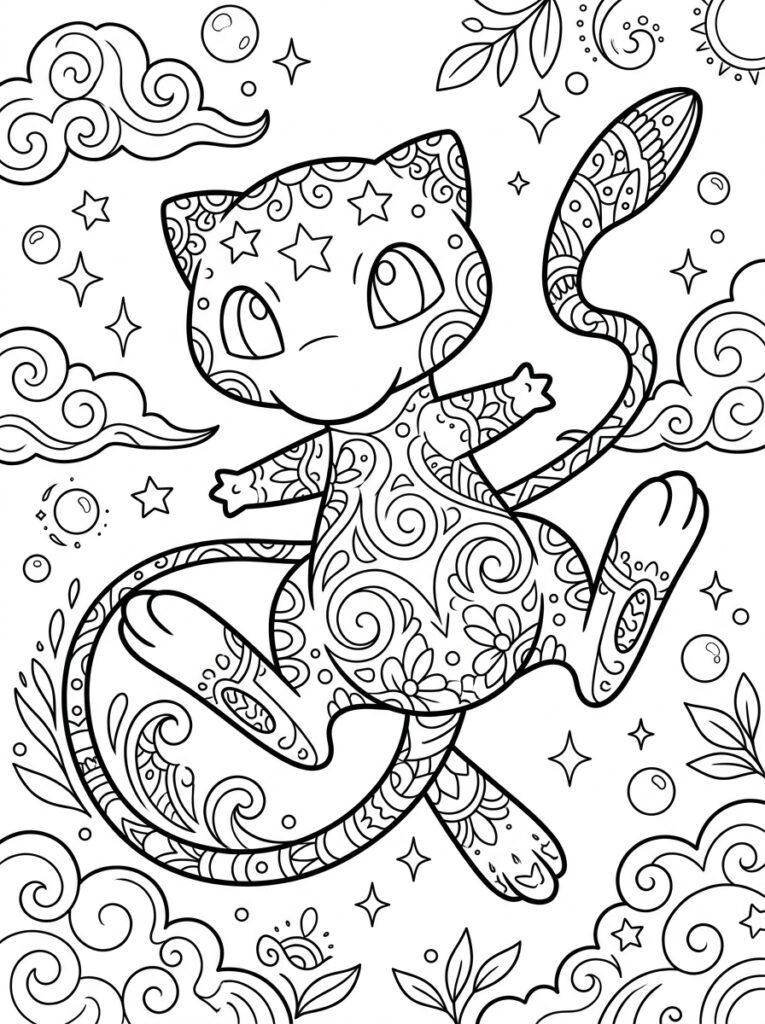 Mew Kleurplaten (Gratis PDF Printables) 06 - gratis kleurplaat om te printen