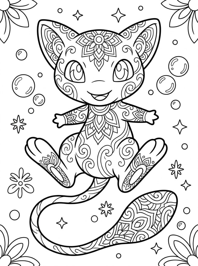 Mew Kleurplaten (Gratis PDF Printables) 07 - gratis kleurplaat om te printen