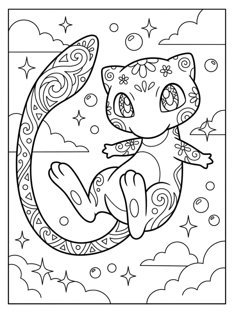 Mew Kleurplaten (Gratis PDF Printables) 08 - gratis kleurplaat om te printen