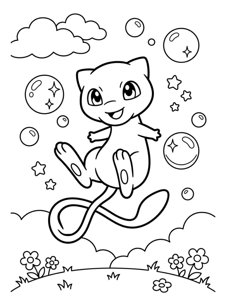 Mew Kleurplaten (Gratis PDF Printables) 09 - gratis kleurplaat om te printen