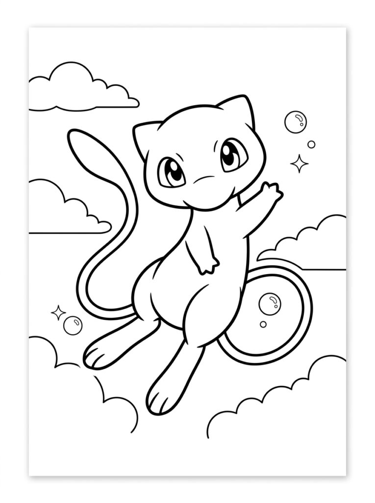 Mew Kleurplaten (Gratis PDF Printables) 10 - gratis kleurplaat om te printen