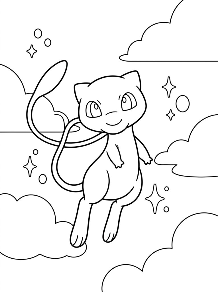Mew Kleurplaten (Gratis PDF Printables) 11 - gratis kleurplaat om te printen