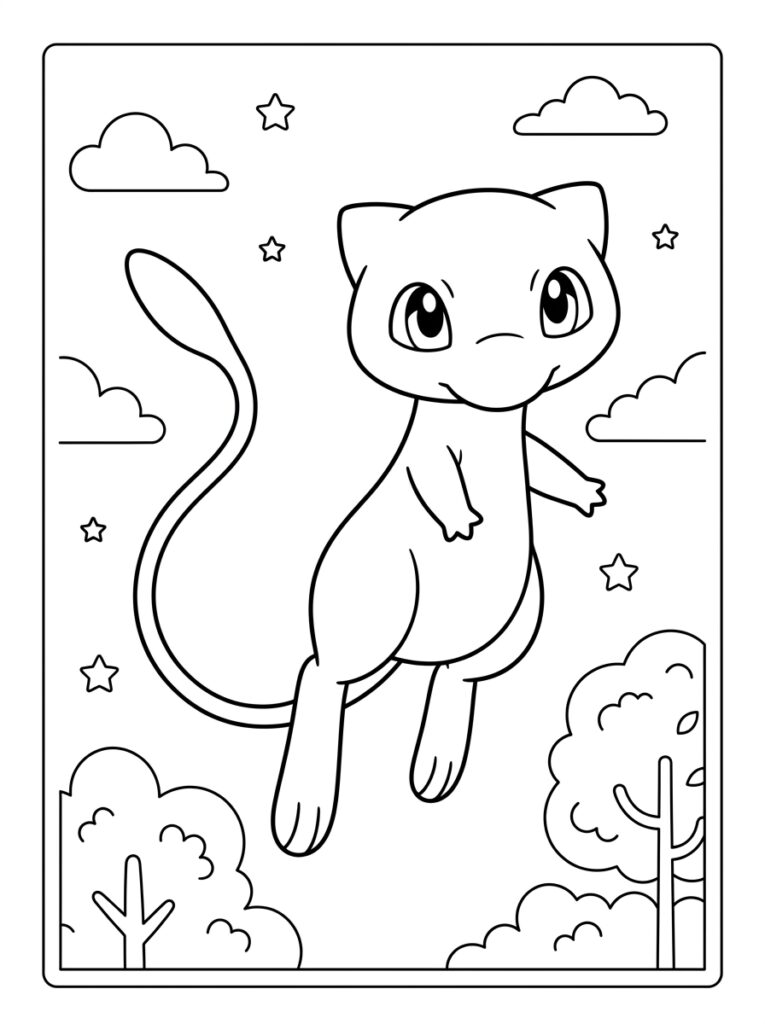 Mew Kleurplaten (Gratis PDF Printables) 12 - gratis kleurplaat om te printen