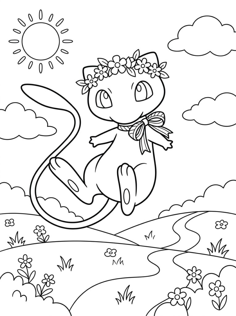 Mew Kleurplaten (Gratis PDF Printables) 13 - gratis kleurplaat om te printen