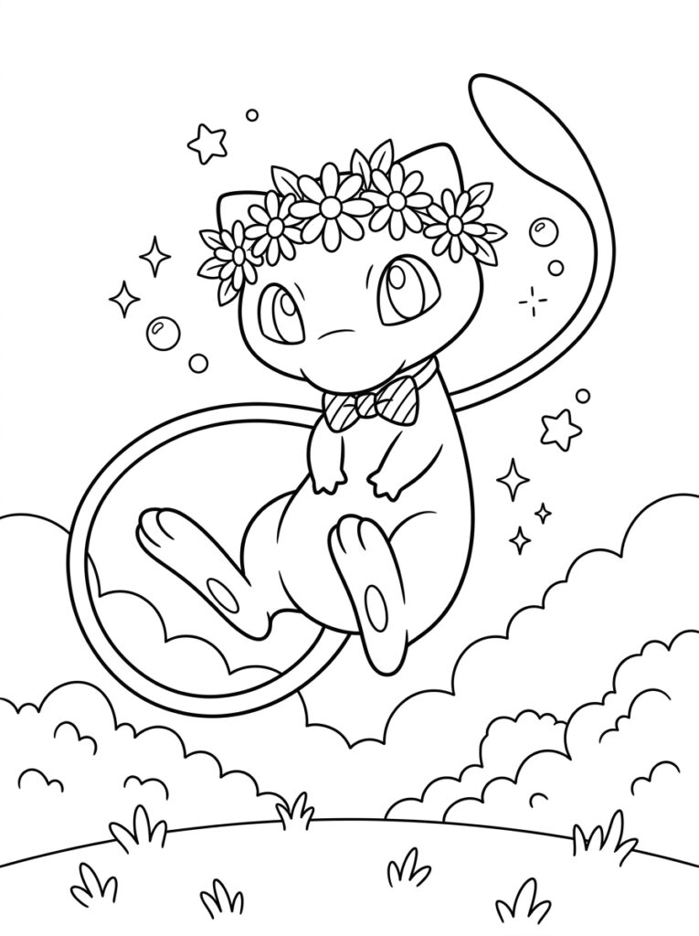Mew Kleurplaten (Gratis PDF Printables) 14 - gratis kleurplaat om te printen