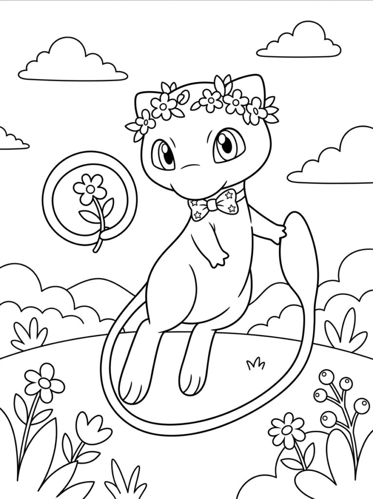 Mew Kleurplaten (Gratis PDF Printables) 16 - gratis kleurplaat om te printen