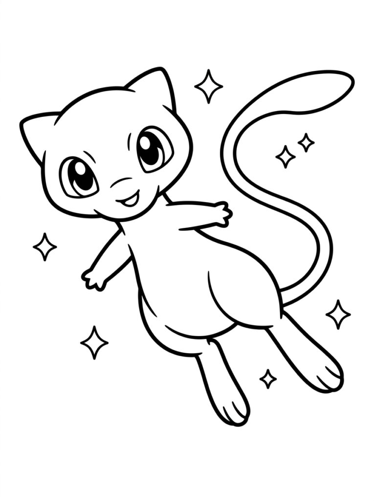 Mew Kleurplaten (Gratis PDF Printables) 17 - gratis kleurplaat om te printen