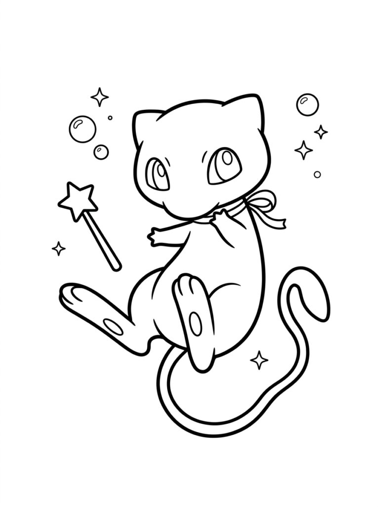 Mew Kleurplaten (Gratis PDF Printables) 22 - gratis kleurplaat om te printen