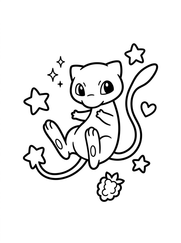 Mew Kleurplaten (Gratis PDF Printables) 23 - gratis kleurplaat om te printen