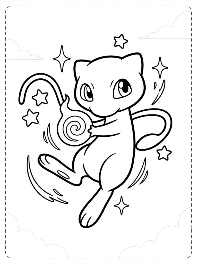 Mew Kleurplaten (Gratis PDF Printables) 24 - gratis kleurplaat om te printen