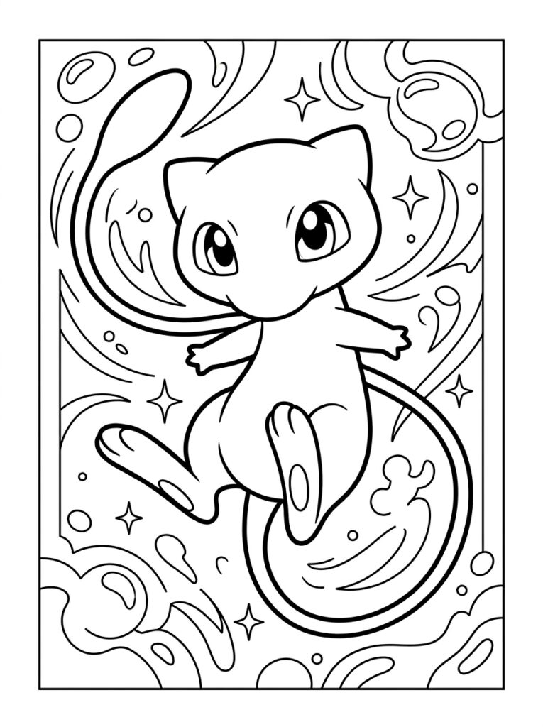 Mew Kleurplaten (Gratis PDF Printables) 26 - gratis kleurplaat om te printen