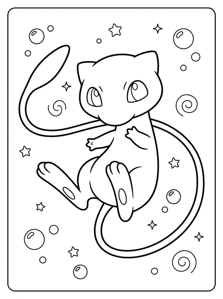 Mew Kleurplaten (Gratis PDF Printables) 27 - gratis kleurplaat om te printen
