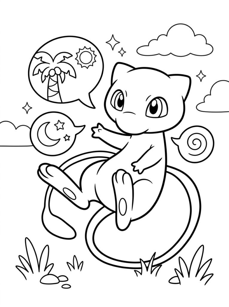 Mew Kleurplaten (Gratis PDF Printables) 30 - gratis kleurplaat om te printen