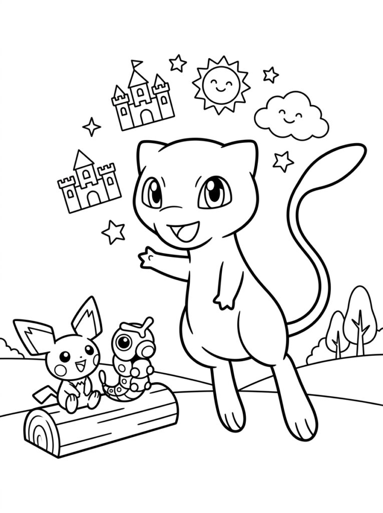 Mew Kleurplaten (Gratis PDF Printables) 31 - gratis kleurplaat om te printen