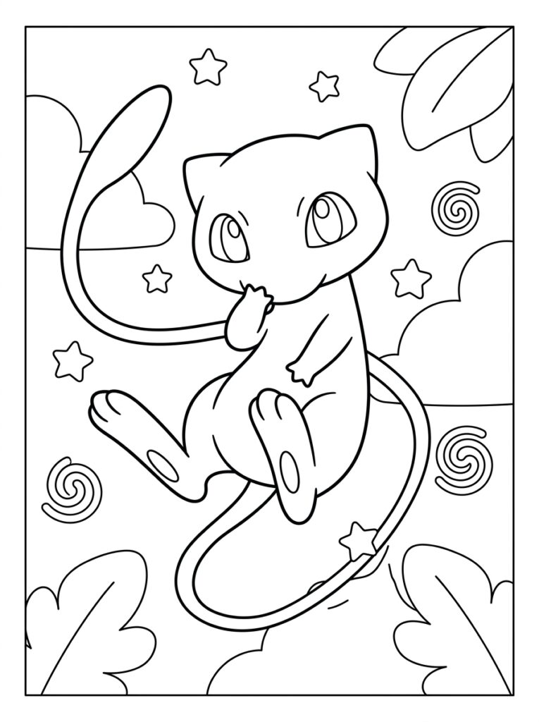 Mew Kleurplaten (Gratis PDF Printables) 35 - gratis kleurplaat om te printen