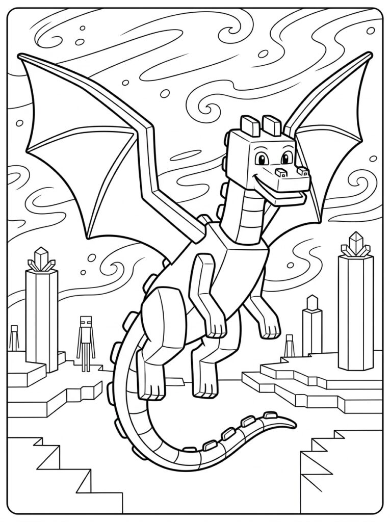 Minecraft Enderdraak Kleurplaten (Gratis PDF Printables) 04 - gratis kleurplaat om te printen