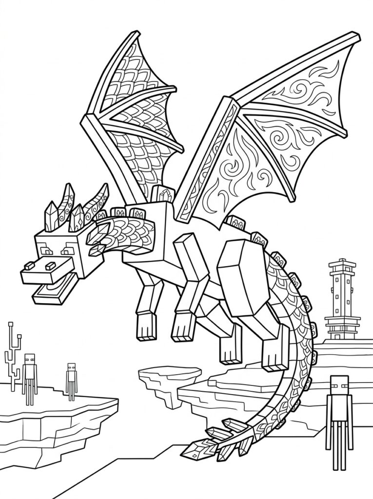 Minecraft Enderdraak Kleurplaten (Gratis PDF Printables) 05 - gratis kleurplaat om te printen