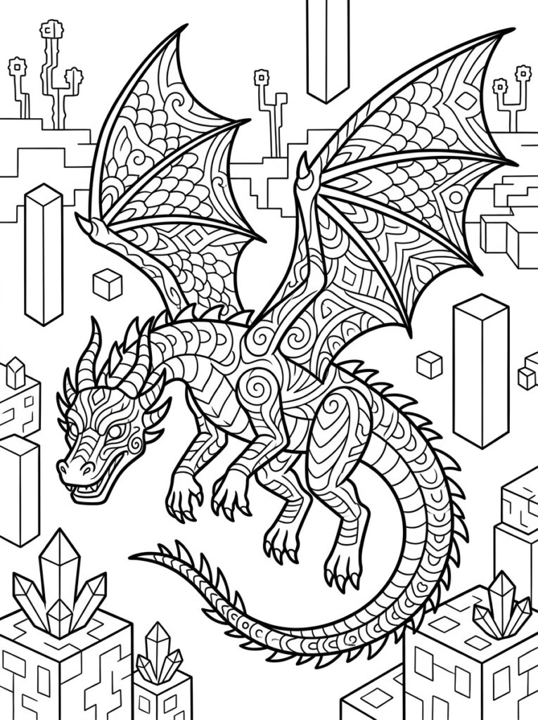Minecraft Enderdraak Kleurplaten (Gratis PDF Printables) 07 - gratis kleurplaat om te printen