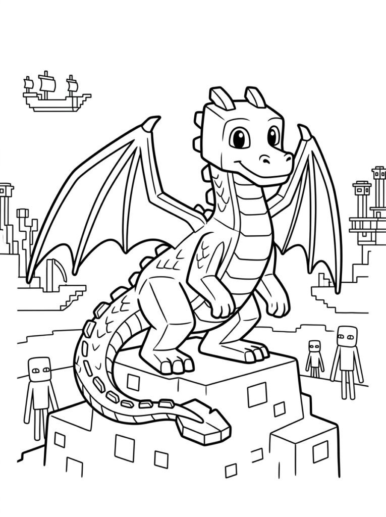 Minecraft Enderdraak Kleurplaten (Gratis PDF Printables) 10 - gratis kleurplaat om te printen