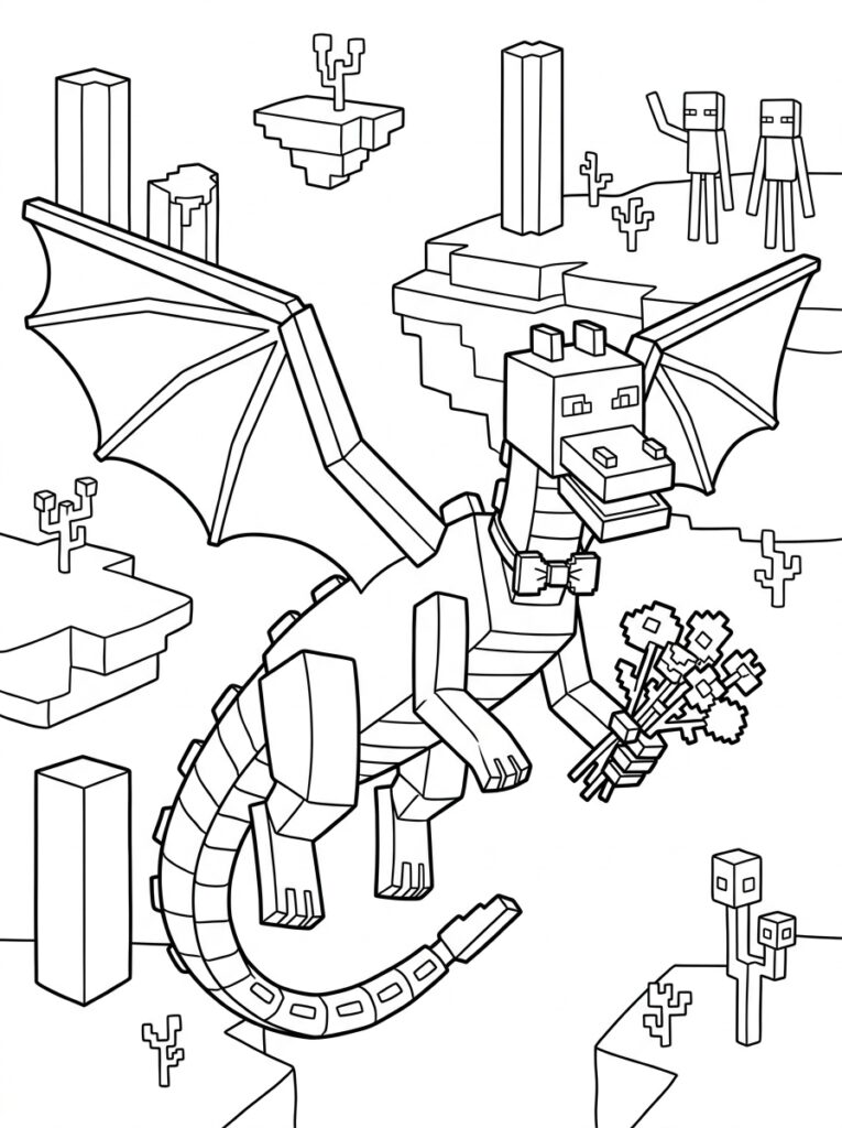 Minecraft Enderdraak Kleurplaten (Gratis PDF Printables) 12 - gratis kleurplaat om te printen