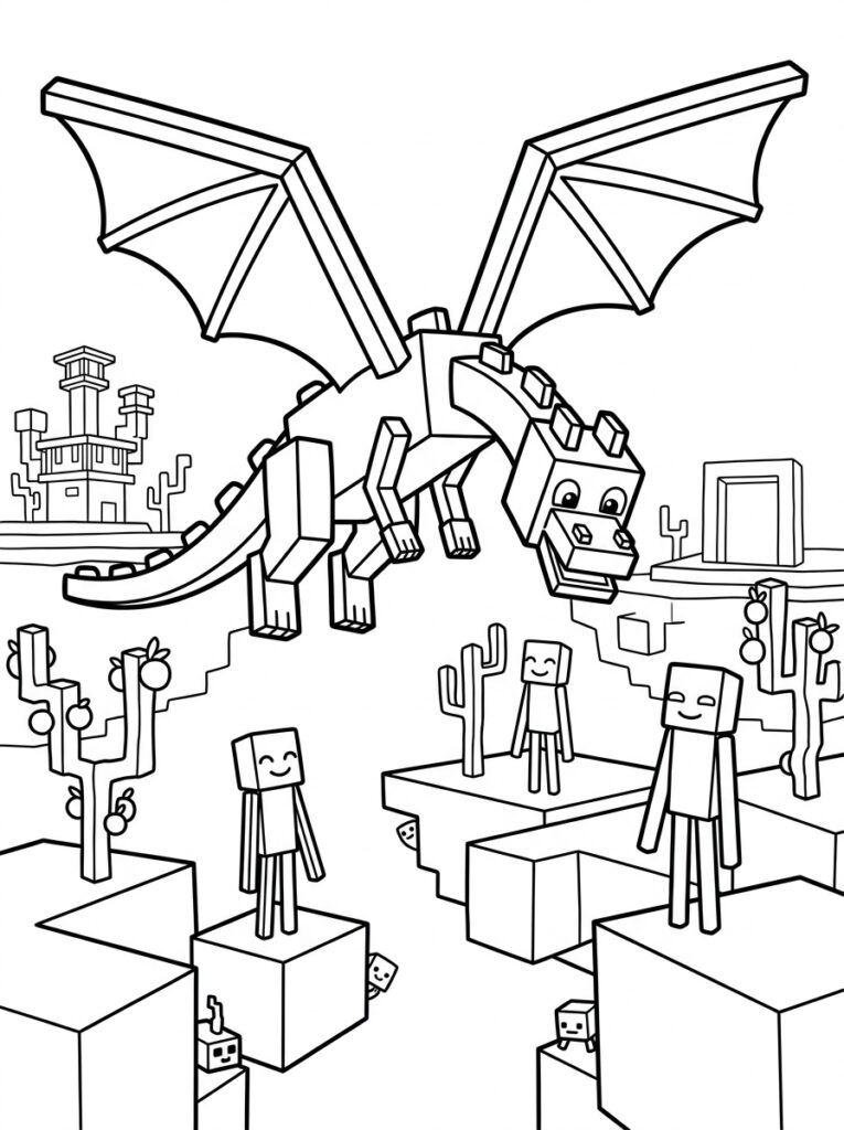 Minecraft Enderdraak Kleurplaten (Gratis PDF Printables) 27 - gratis kleurplaat om te printen