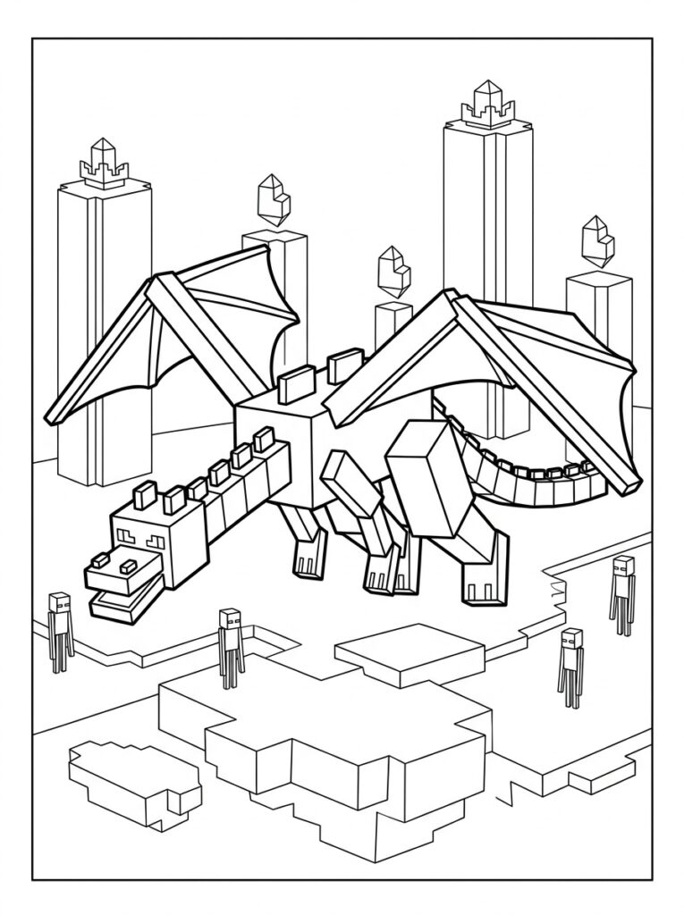 Minecraft Enderdraak Kleurplaten (Gratis PDF Printables) 34 - gratis kleurplaat om te printen